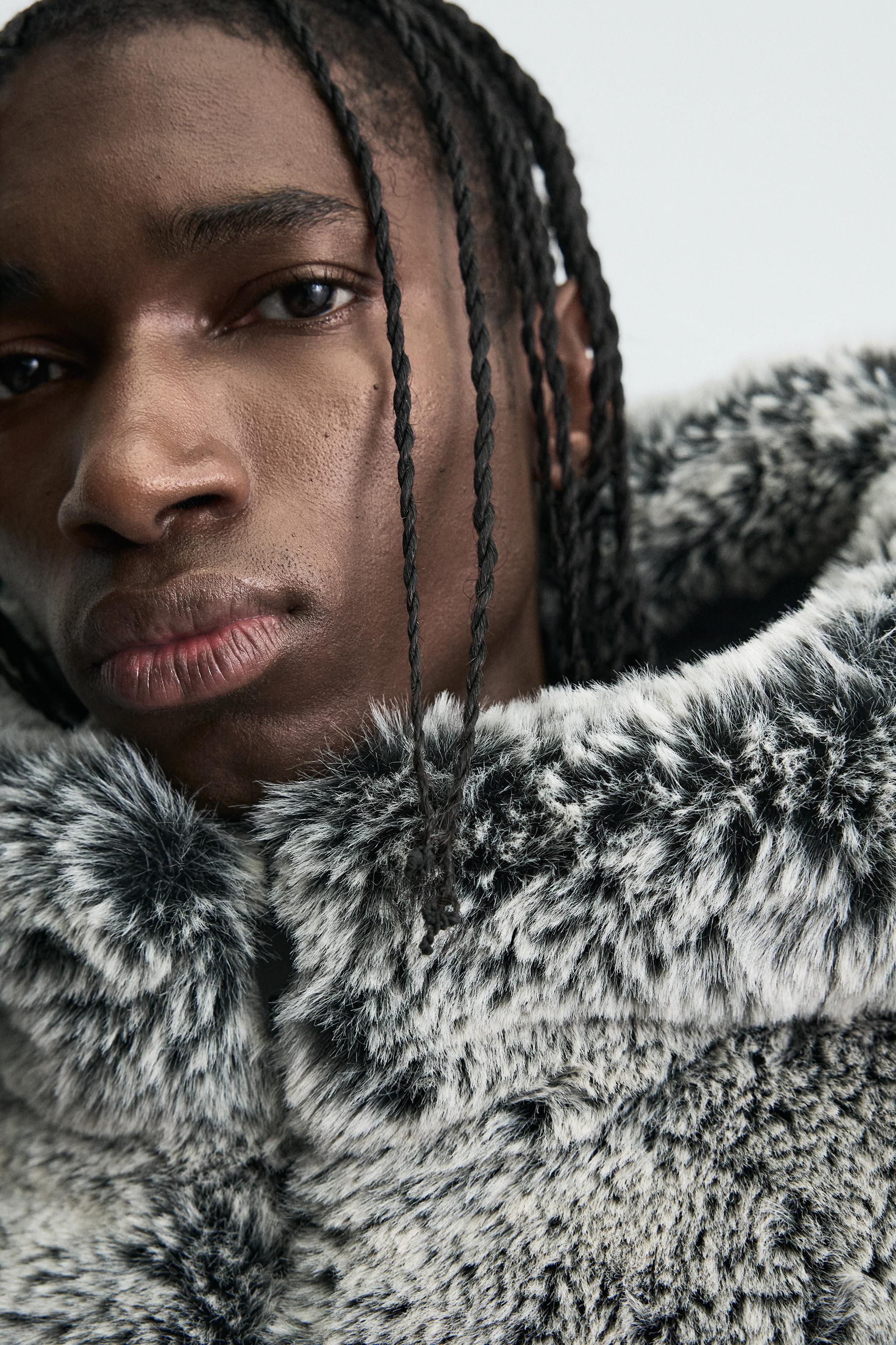 HOODED FAUX FUR JACKET